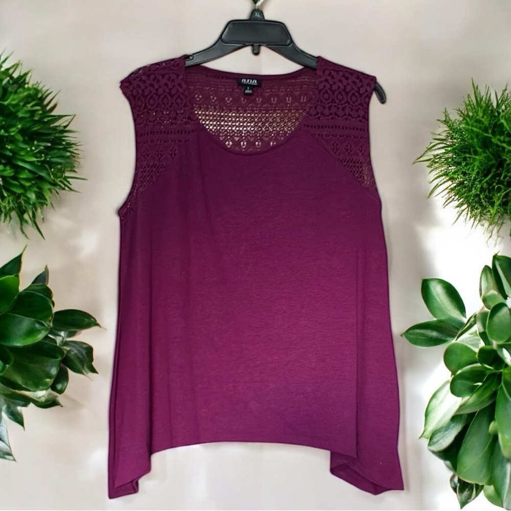 a.n.a Wine Asymmetrical Tank Top with Lace yoke